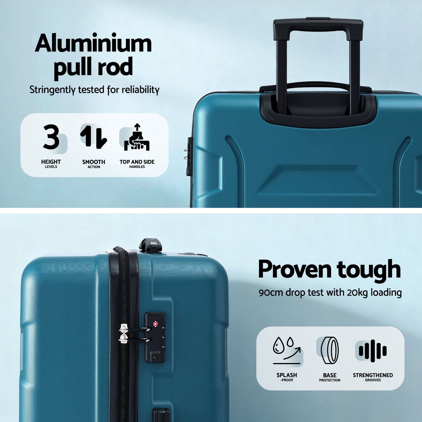 Wanderlite 28" Luggage Suitcase Trolley Travel TSA Lightweight Hard Case Teal-4