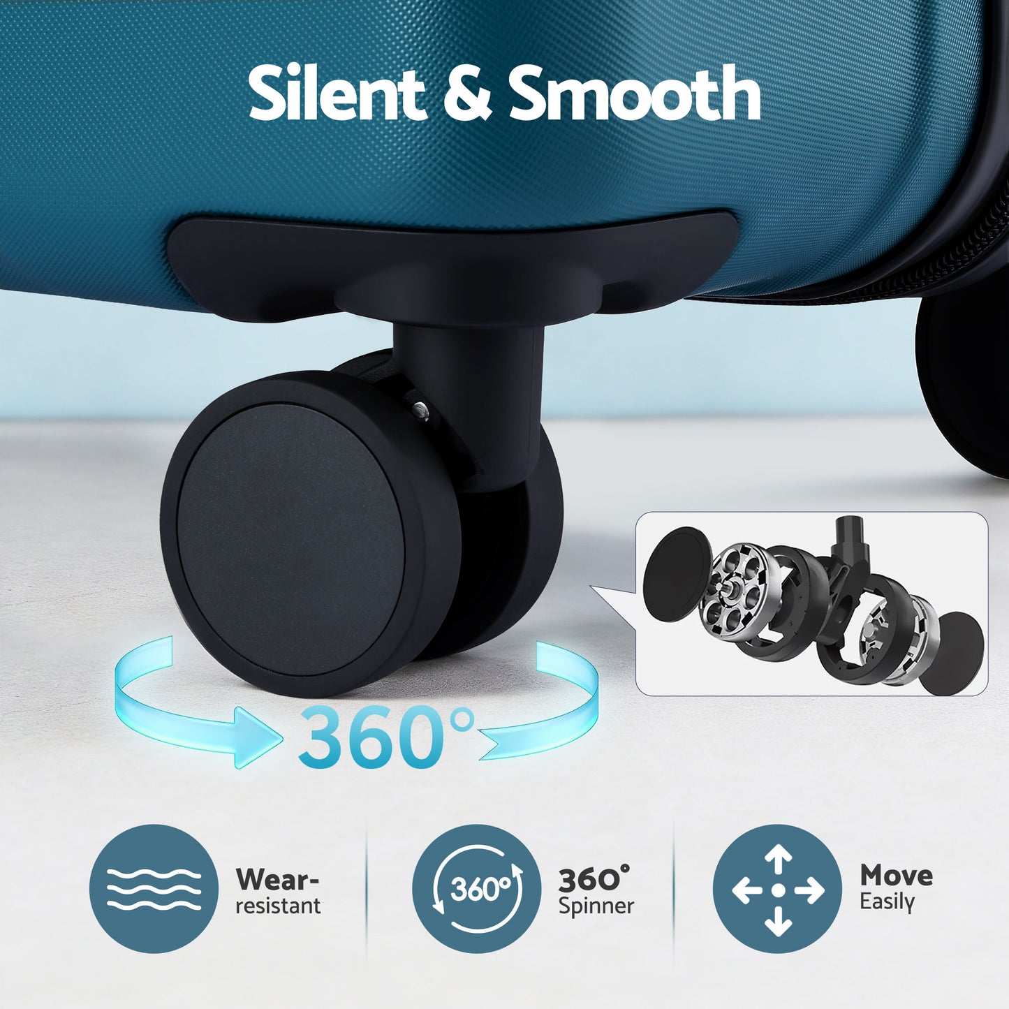 Wanderlite 28" Luggage Suitcase Trolley Travel TSA Lightweight Hard Case Teal-6