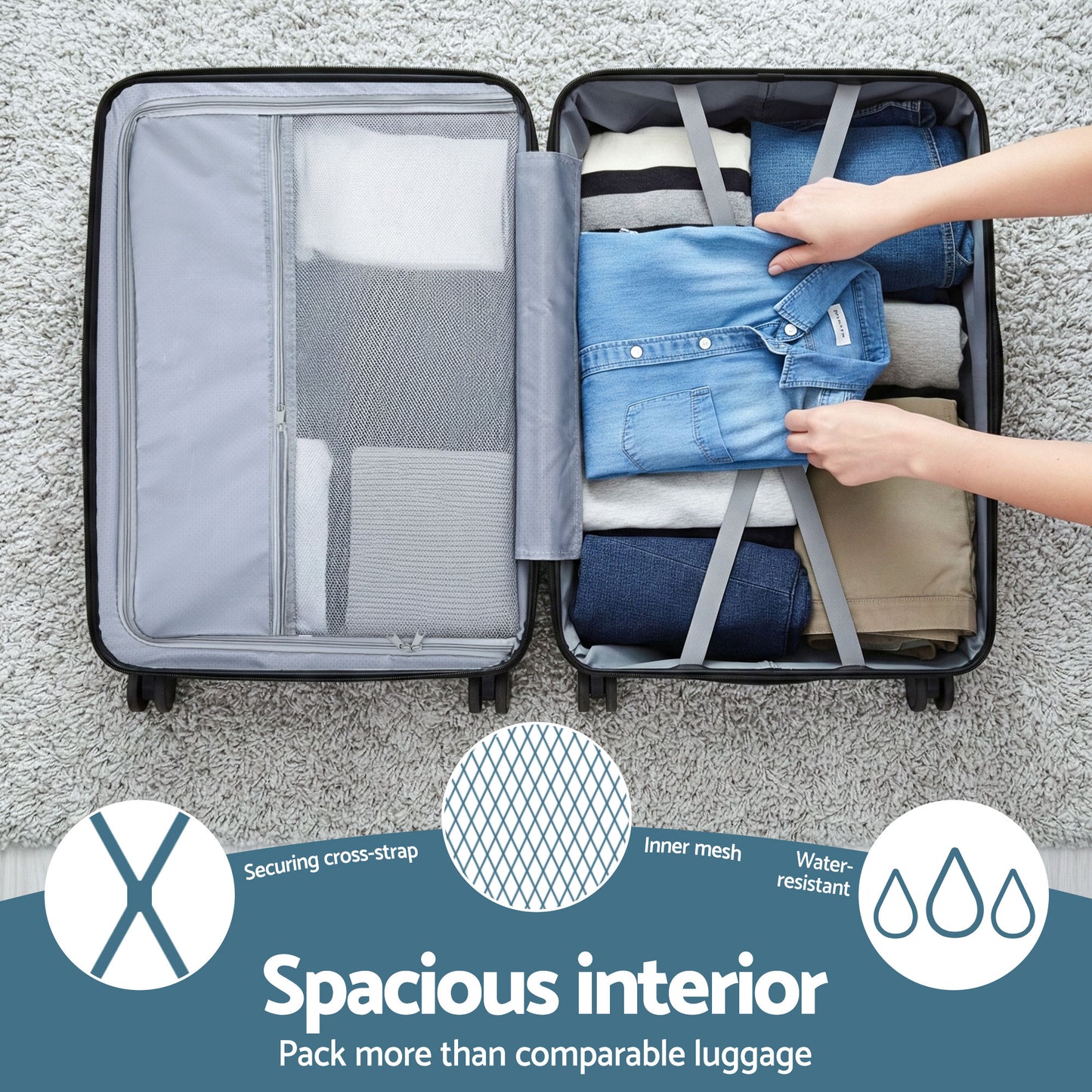 Wanderlite 28" Luggage Suitcase Trolley Travel TSA Lightweight Hard Case Teal-7