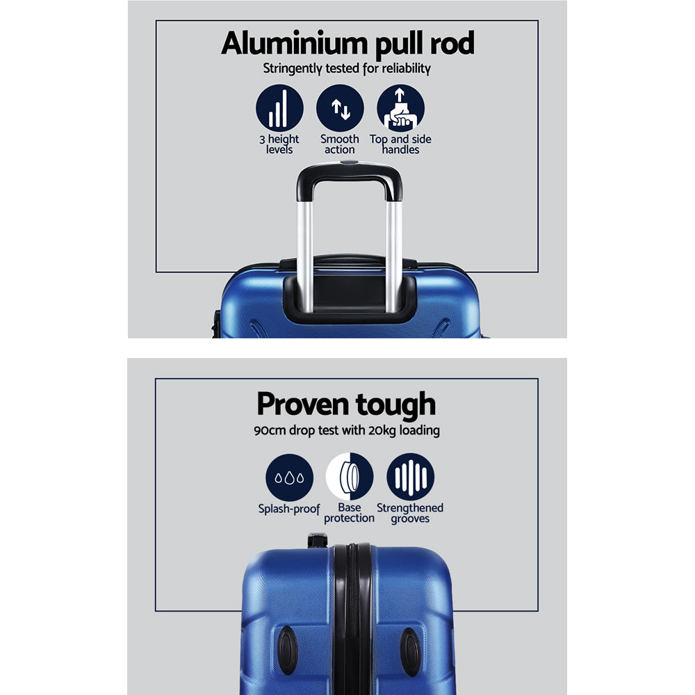 Wanderlite 2pc Luggage Trolley Travel Suitcase Set TSA Hard Case Lightweight Blue-3