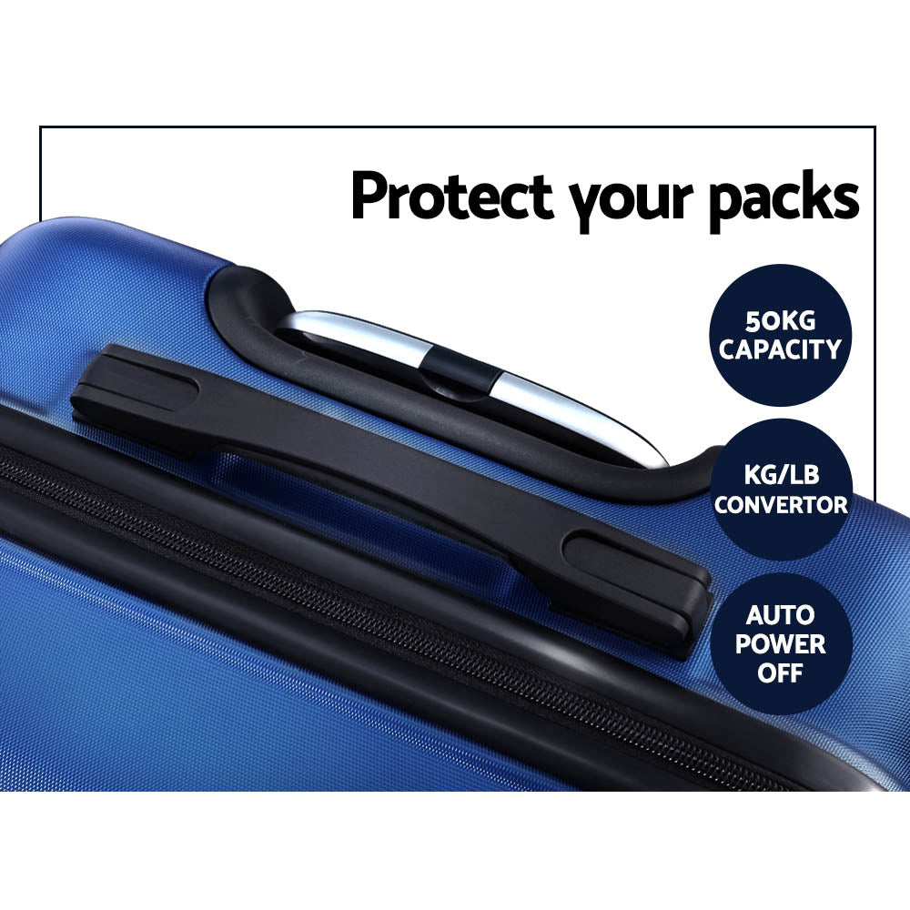 Wanderlite 2pc Luggage Trolley Travel Suitcase Set TSA Hard Case Lightweight Blue-5