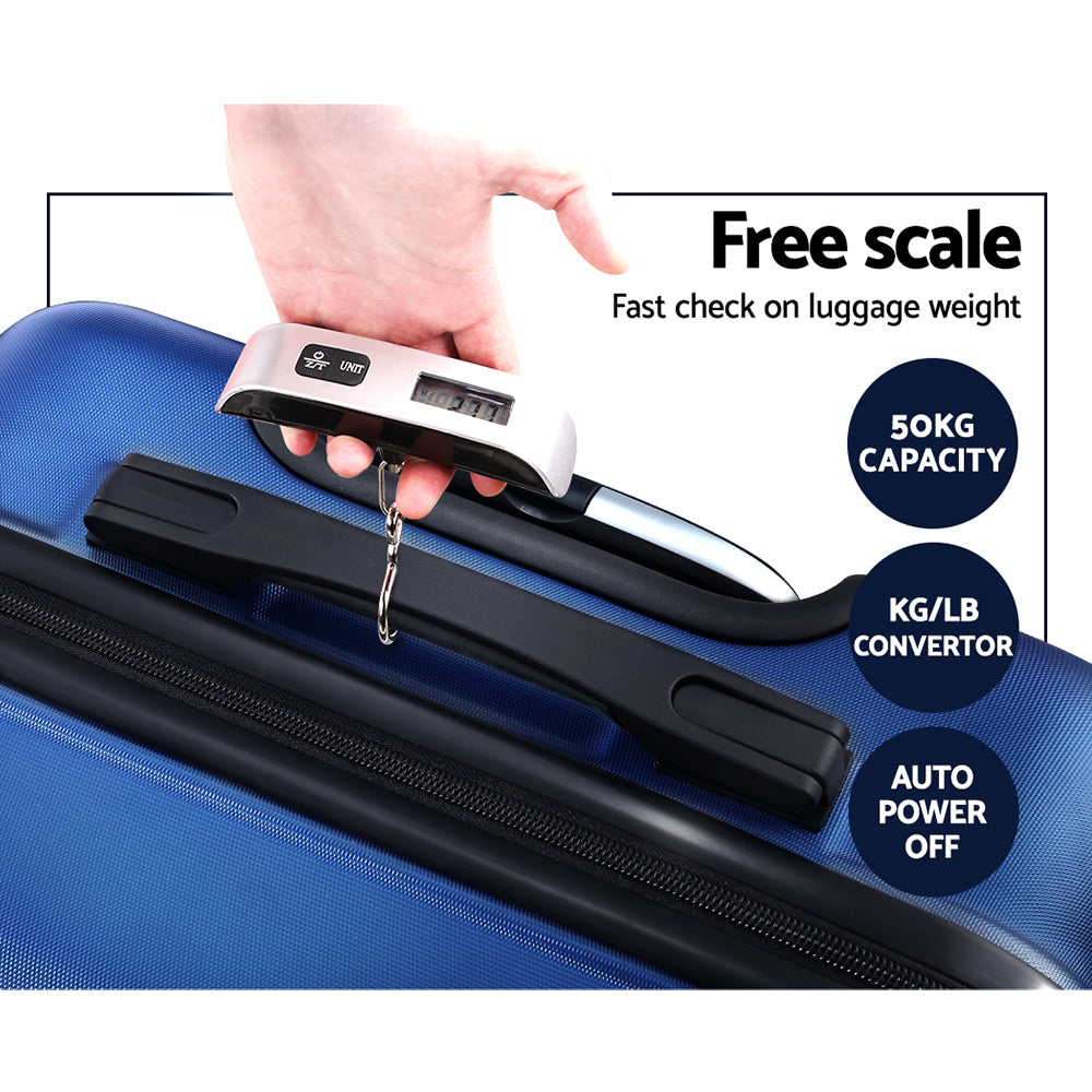 Wanderlite 2pc Luggage Trolley Travel Suitcase Set TSA Hard Case Lightweight Blue-6