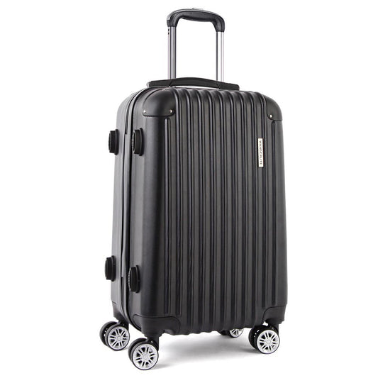 Wanderlite 28" 75cm Luggage Trolley Travel Set Suitcase Carry On Hard Case TSA Lock Lightweight Black-0