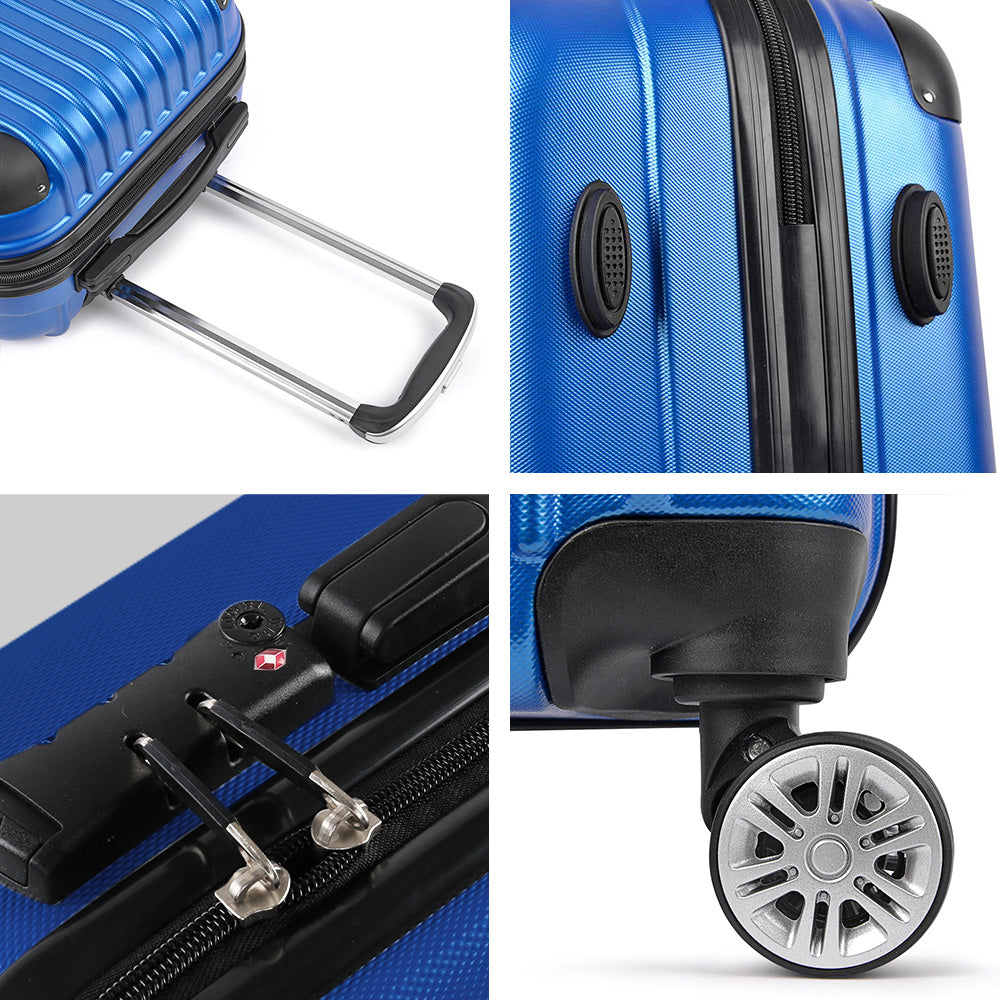 Wanderlite 28" 75cm Luggage Trolley Travel Suitcase Set Carry On Hard Case TSA Lock Lightweight Blue-6