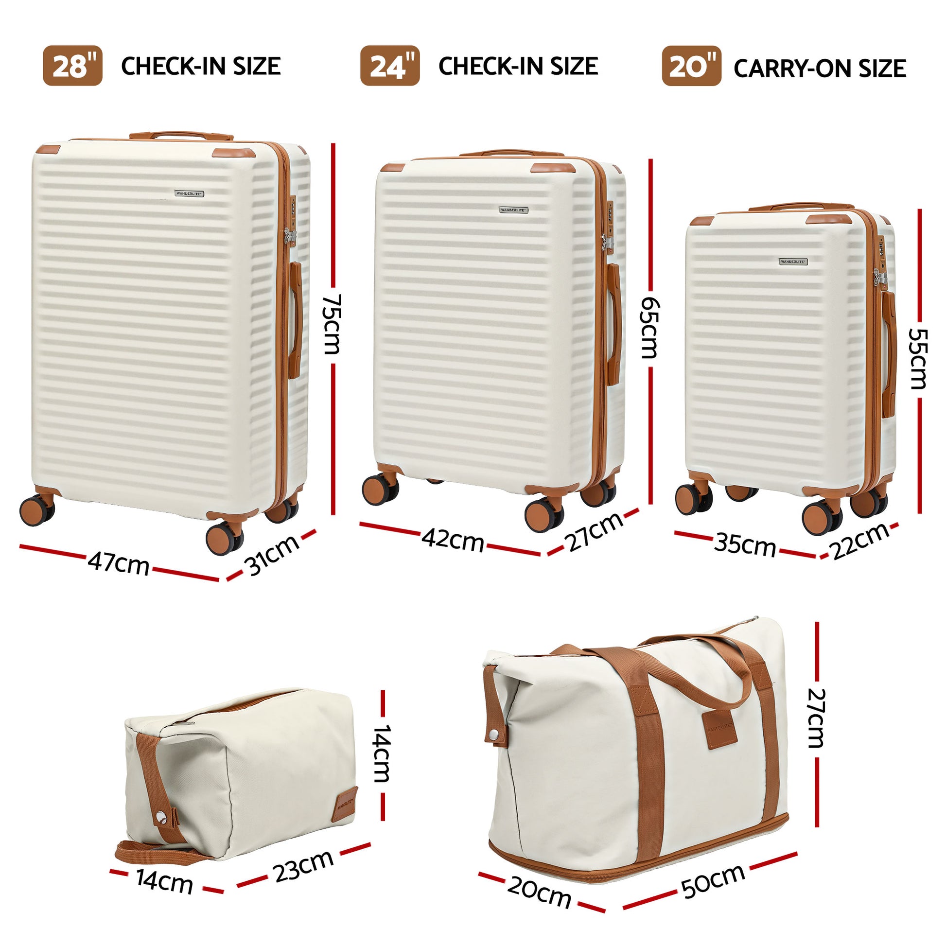 Wanderlite 5pcs Luggage Suitcase Set Trolley Travel TSA Lightweight Hard Case-1
