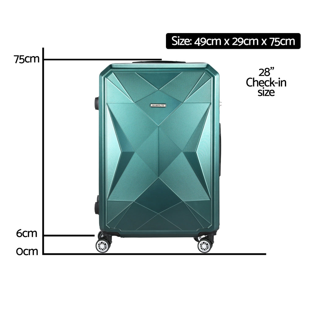 Wanderlite 28" 75cm Luggage Trolley Travel Suitcase Carry On Storage TSA Hardshell Atrovirens-1