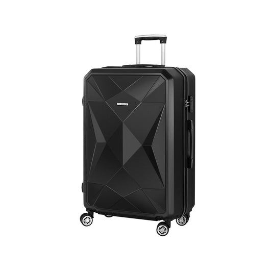 Wanderlite 28" 75cm Luggage Trolley Travel Suitcase Carry On Storage TSA Hardshell Black-0