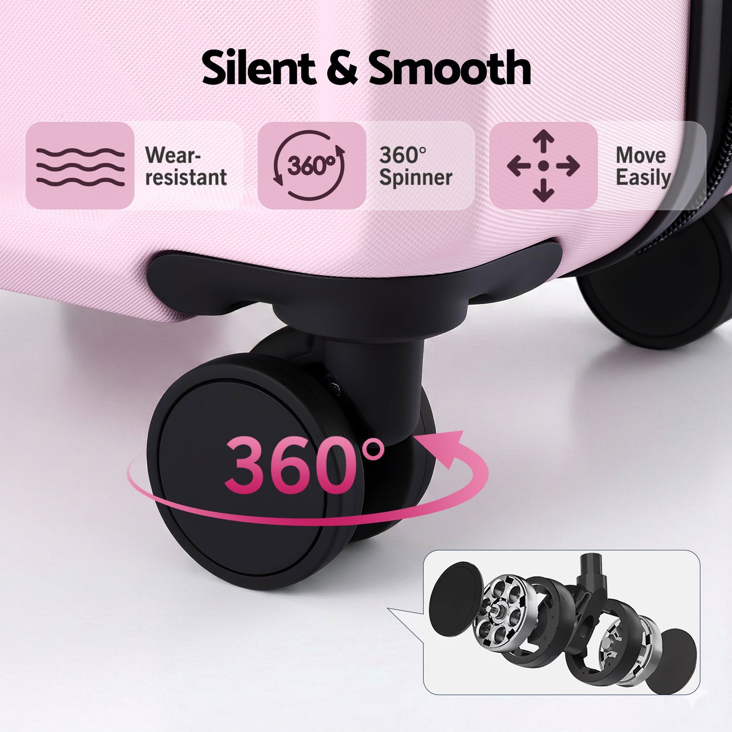 Wanderlite 28" Luggage Suitcase Trolley Travel Lightweight TSA Hardshell Pink-5