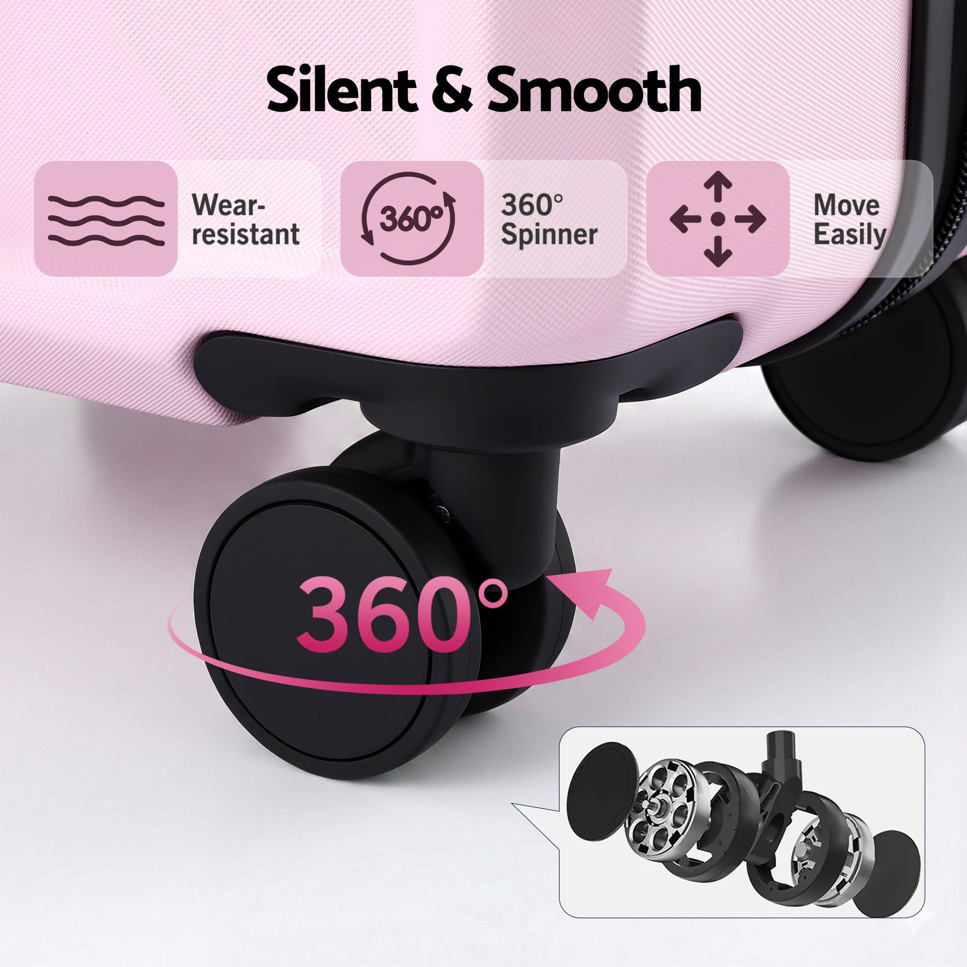 Wanderlite 28" Luggage Suitcase Trolley Travel Lightweight TSA Hardshell Pink-5