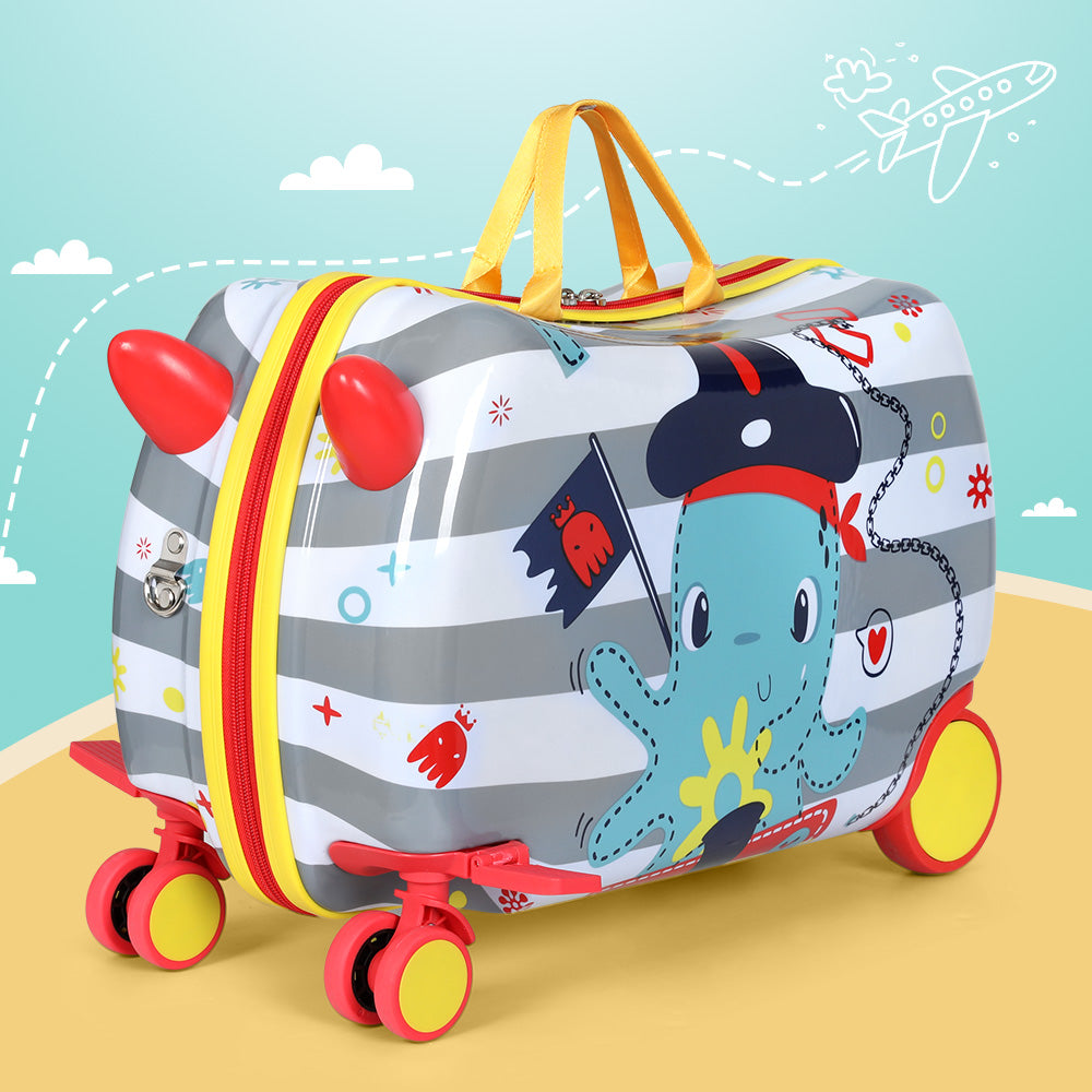 Wanderlite 17" Kids Ride On Luggage Children Suitcase Trolley Travel Octopus-6