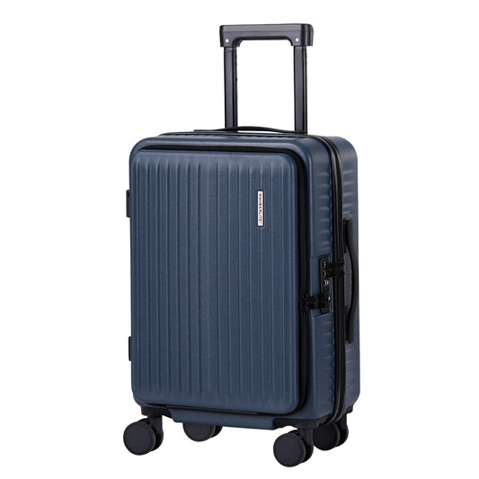 Wanderlite 20" Luggage Suitcase Front Pocket Travel Carry On Dual TSA Navy-0
