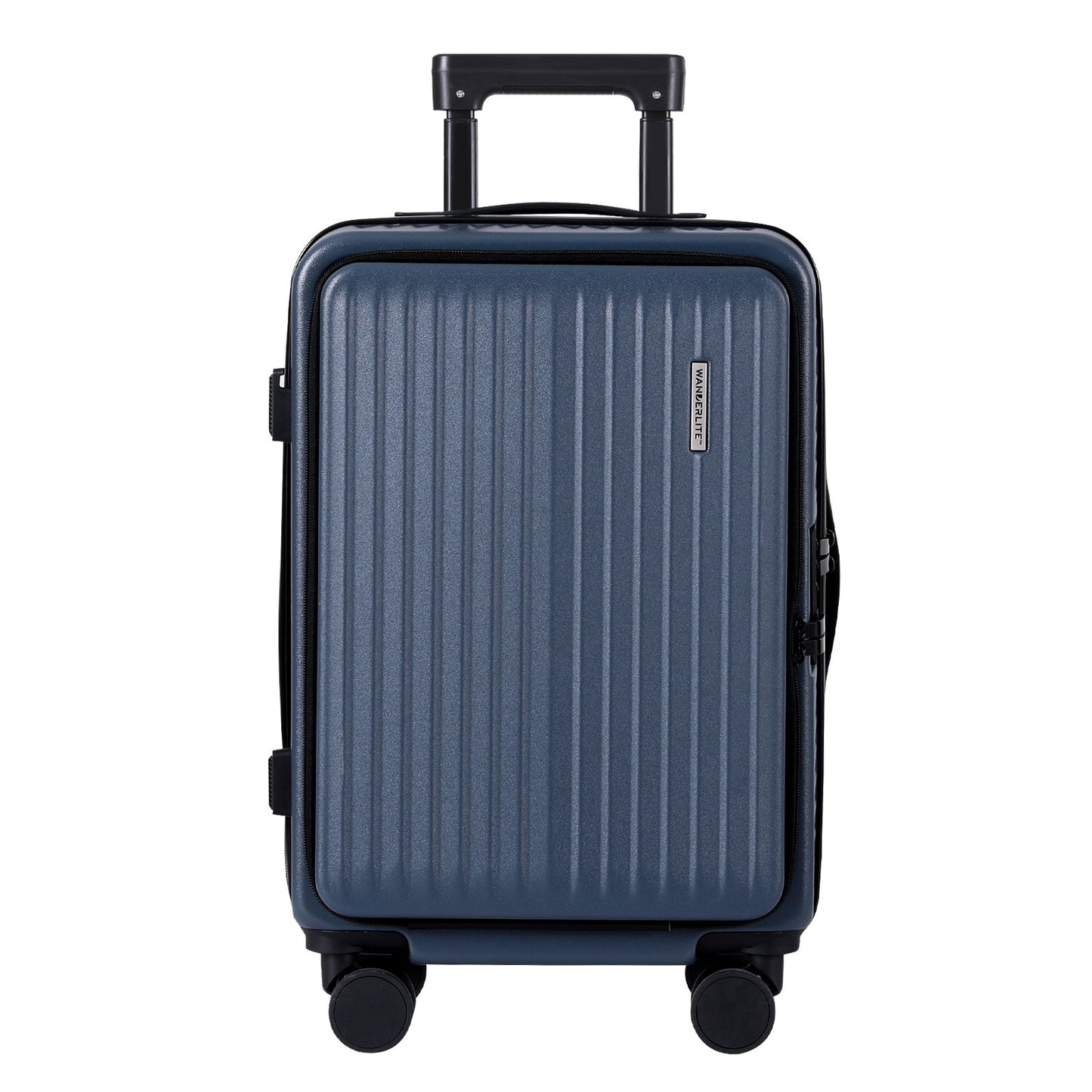 Wanderlite 20" Luggage Suitcase Front Pocket Travel Carry On Dual TSA Navy-2