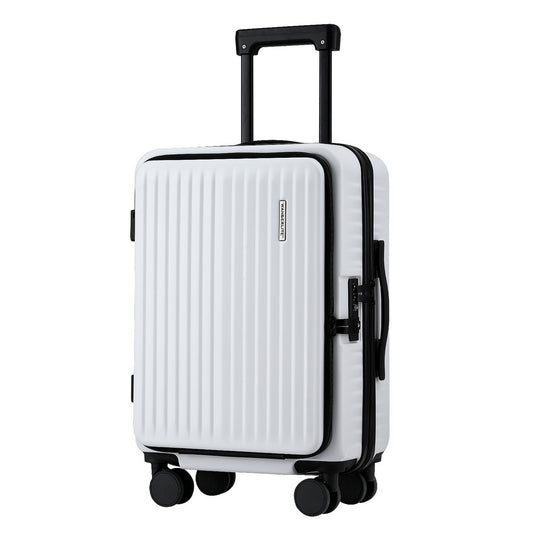 Wanderlite 20" Luggage Suitcase Front Pocket Travel Carry On Dual TSA White-0