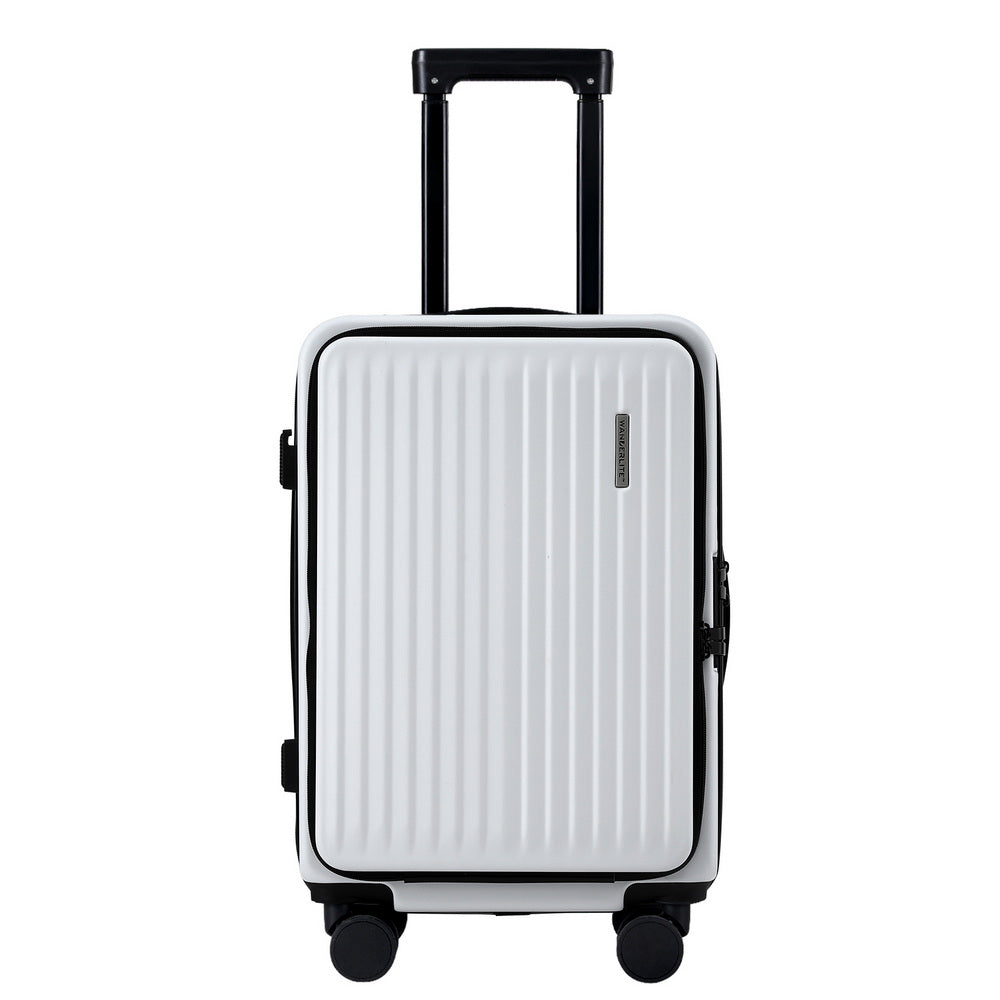Wanderlite 20" Luggage Suitcase Front Pocket Travel Carry On Dual TSA White-2