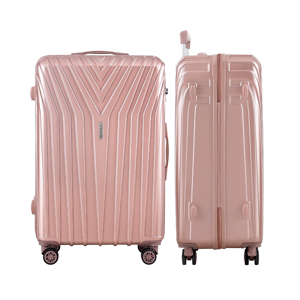 Wanderlite 3pc Luggage Trolley Set Suitcase Travel TSA Hard Case Carry On Pink Lightweight-2