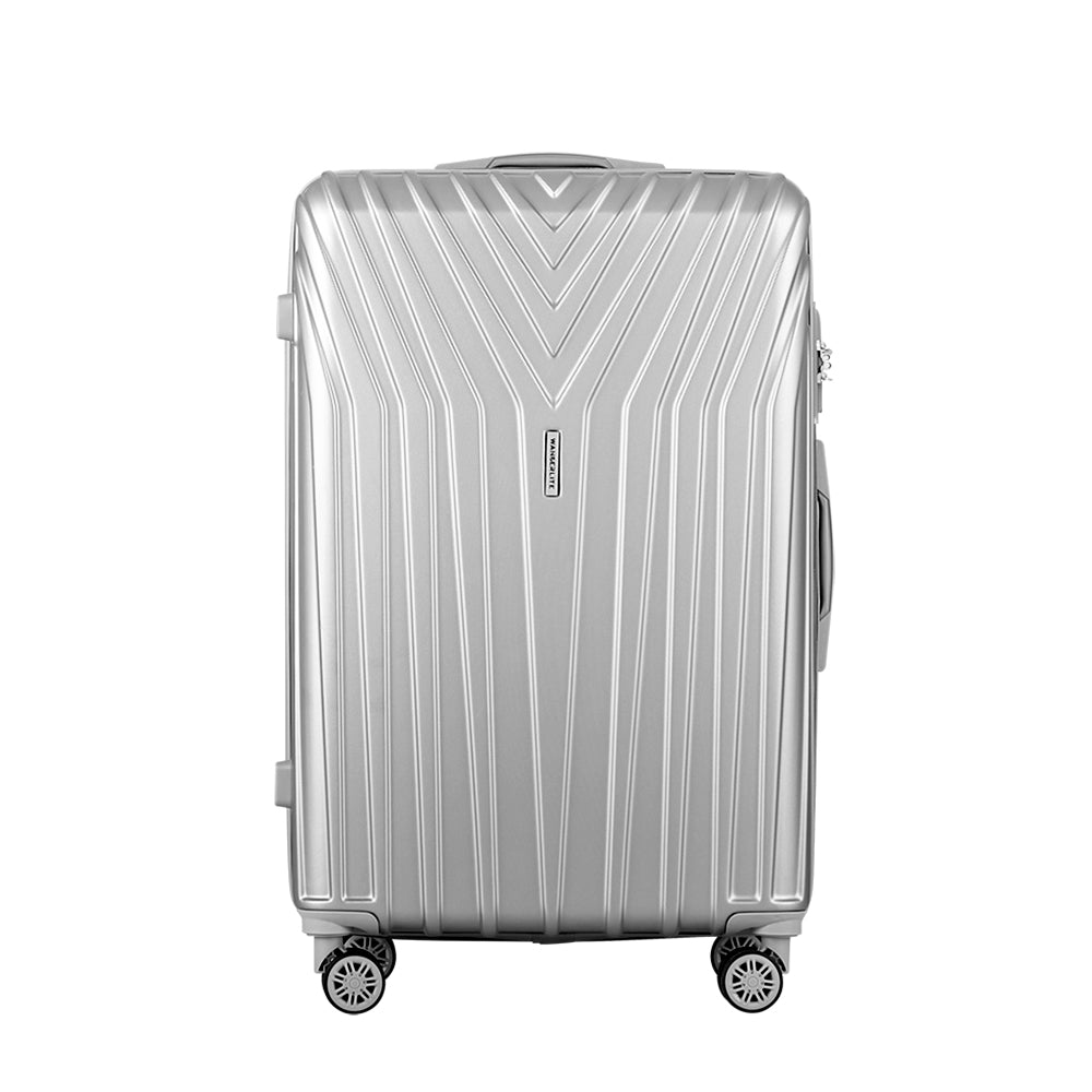 Wanderlite 3pc Luggage Trolley Set Suitcase Travel TSA Hard Case Carry On Silver Lightweight-2