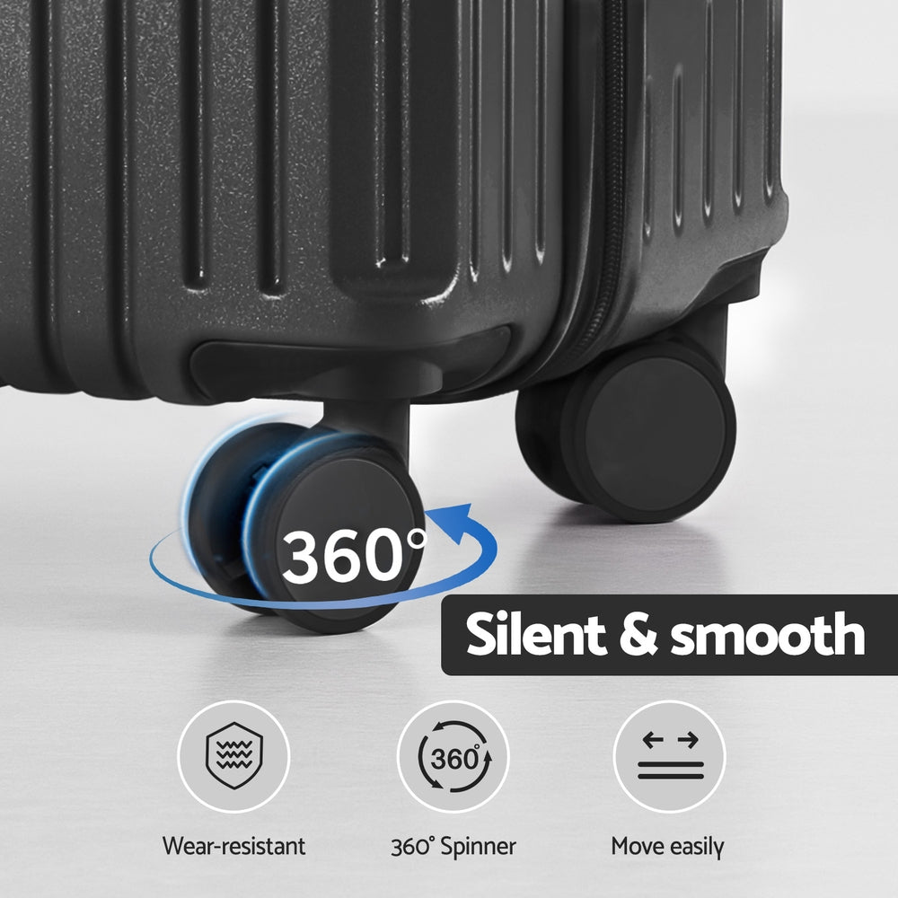 Wanderlite 2pcs Trunk Luggage Suitcase Travel Carry On TSA Lock 12" 20" Black-5