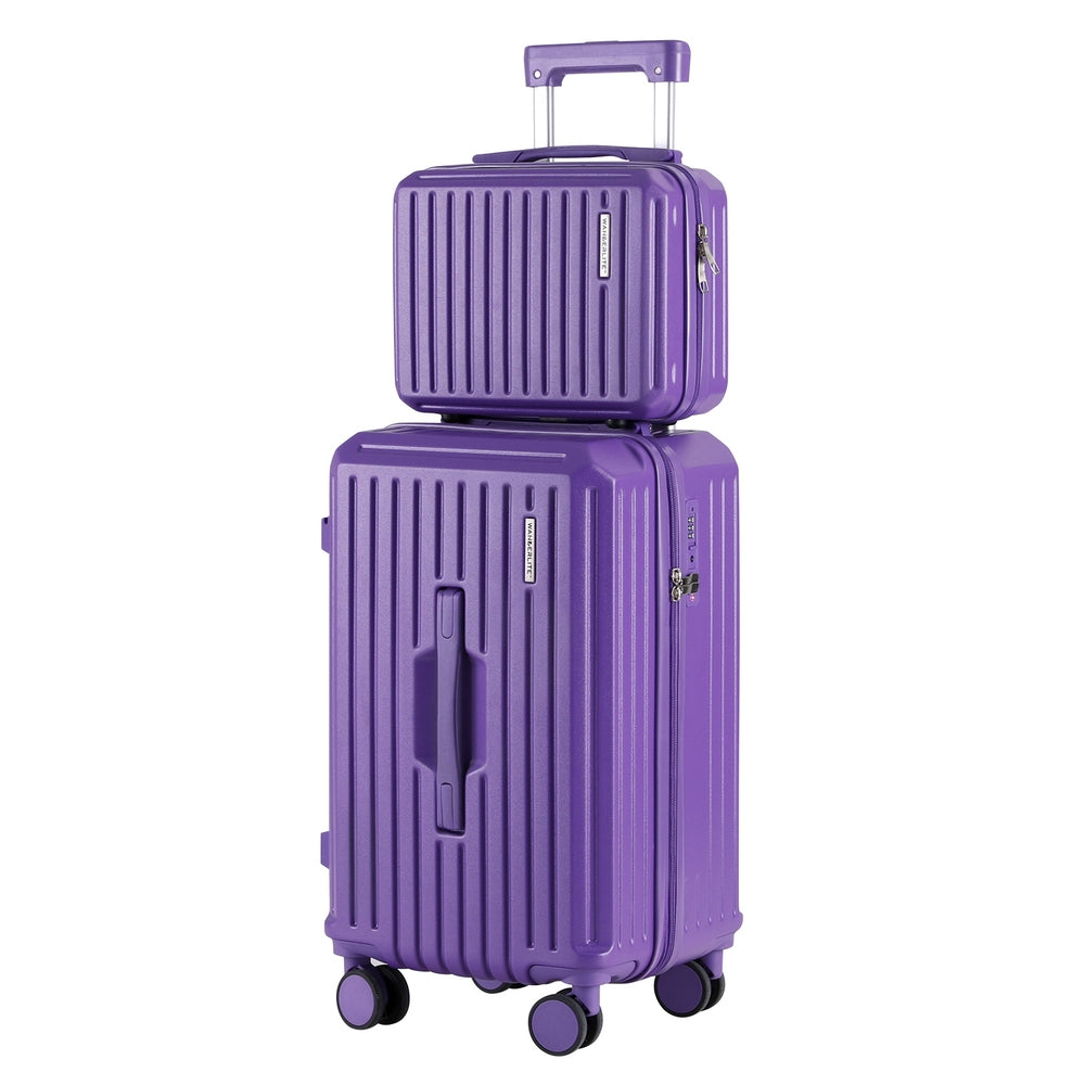 Wanderlite 2pcs Trunk Luggage Suitcase Travel Carry On TSA Lock 12" 20" Purple-0
