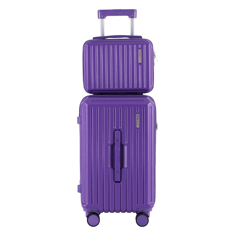 Wanderlite 2pcs Trunk Luggage Suitcase Travel Carry On TSA Lock 12" 20" Purple-2