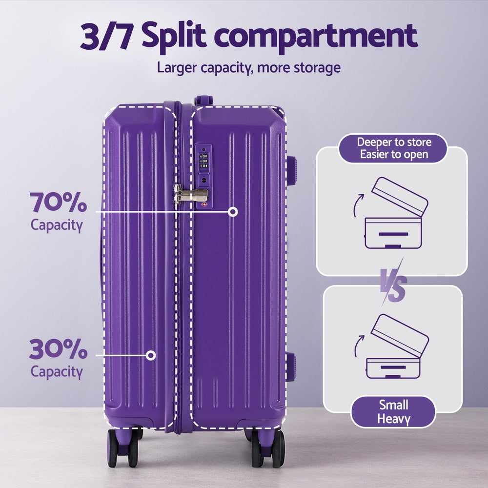 Wanderlite 2pcs Trunk Luggage Suitcase Travel Carry On TSA Lock 12" 20" Purple-3