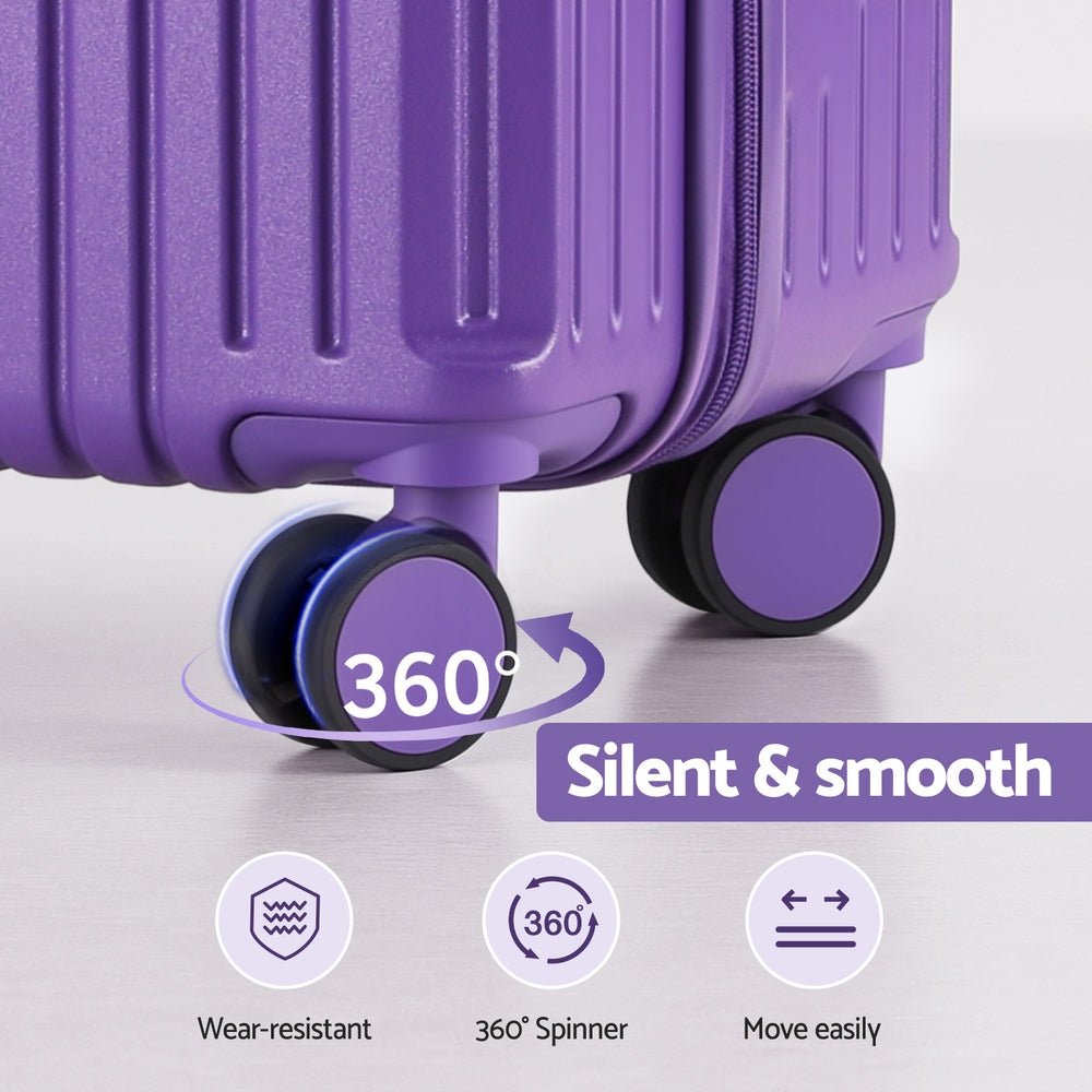 Wanderlite 2pcs Trunk Luggage Suitcase Travel Carry On TSA Lock 12" 20" Purple-5