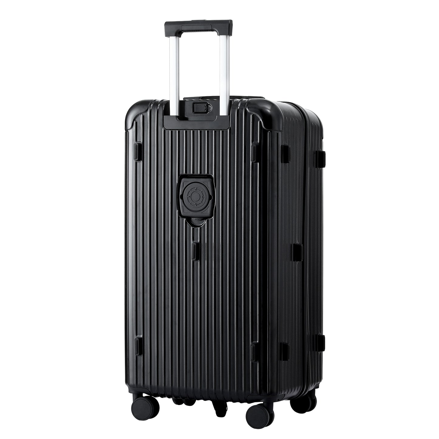 Wanderlite 28" Trunk Luggage Suitcase Travel 5 Wheels Type-C Port TSA Black