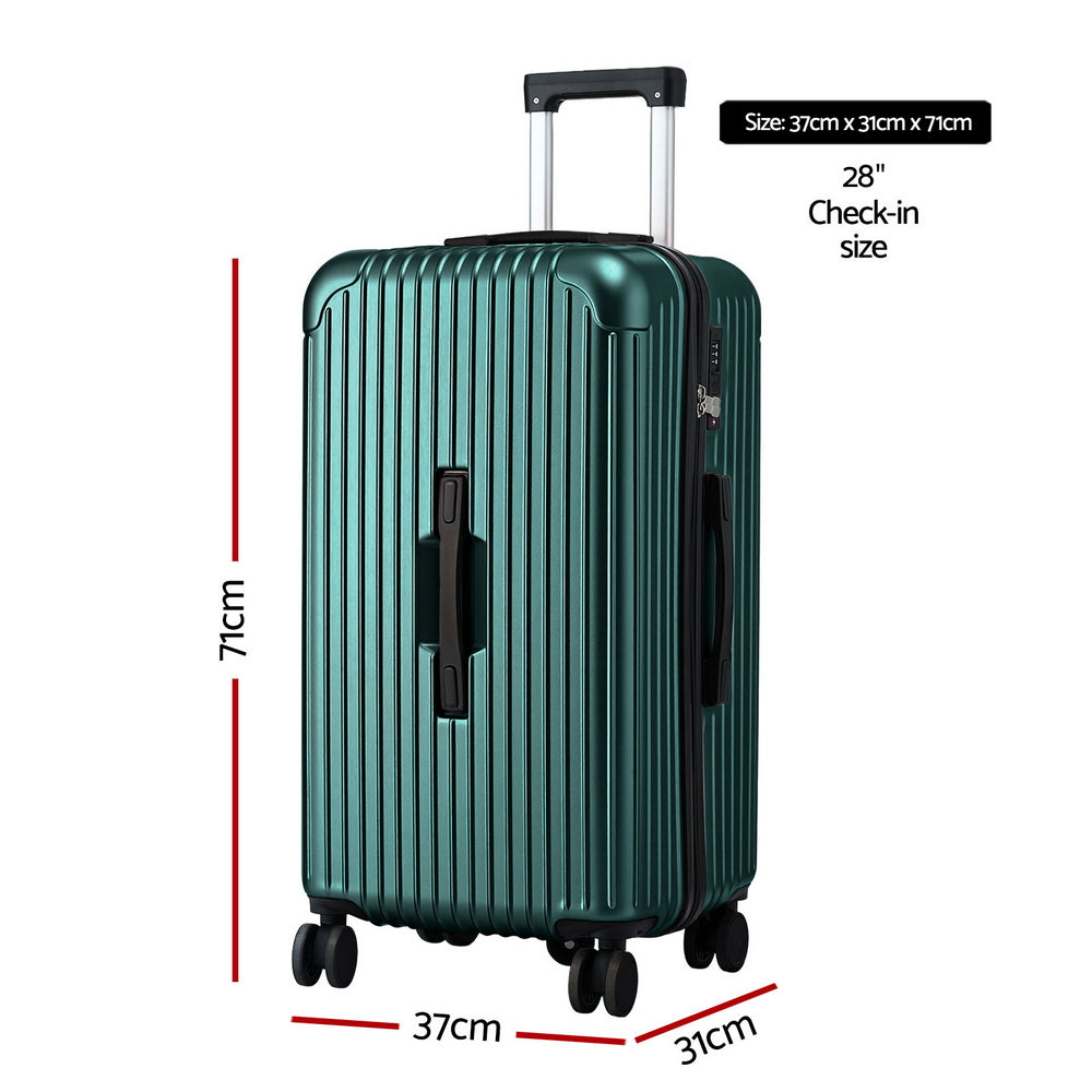 Wanderlite 28" Trunk Luggage Suitcase Travel 5 Wheels Type-C Port TSA Green-1