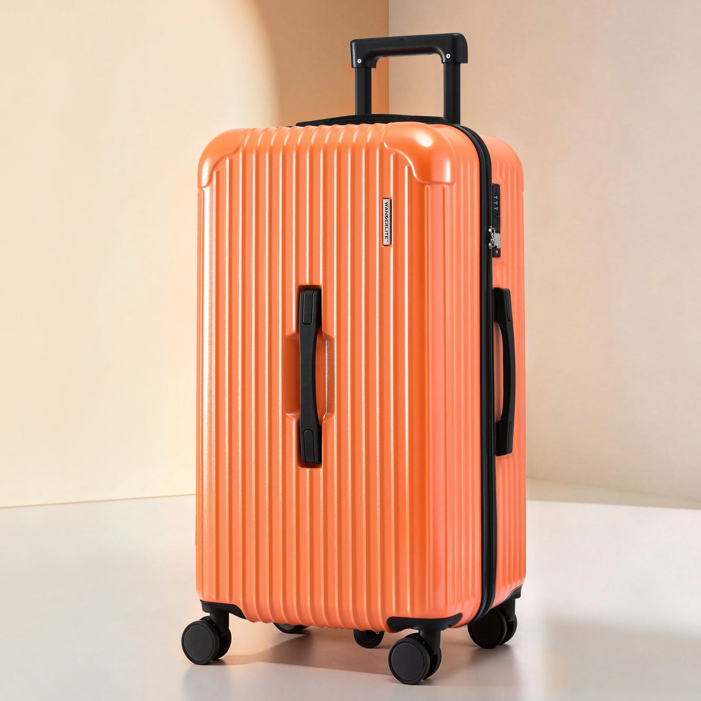 Wanderlite 28" Trunk Luggage Suitcase Travel 5 Wheels Type-C Port TSA Orange