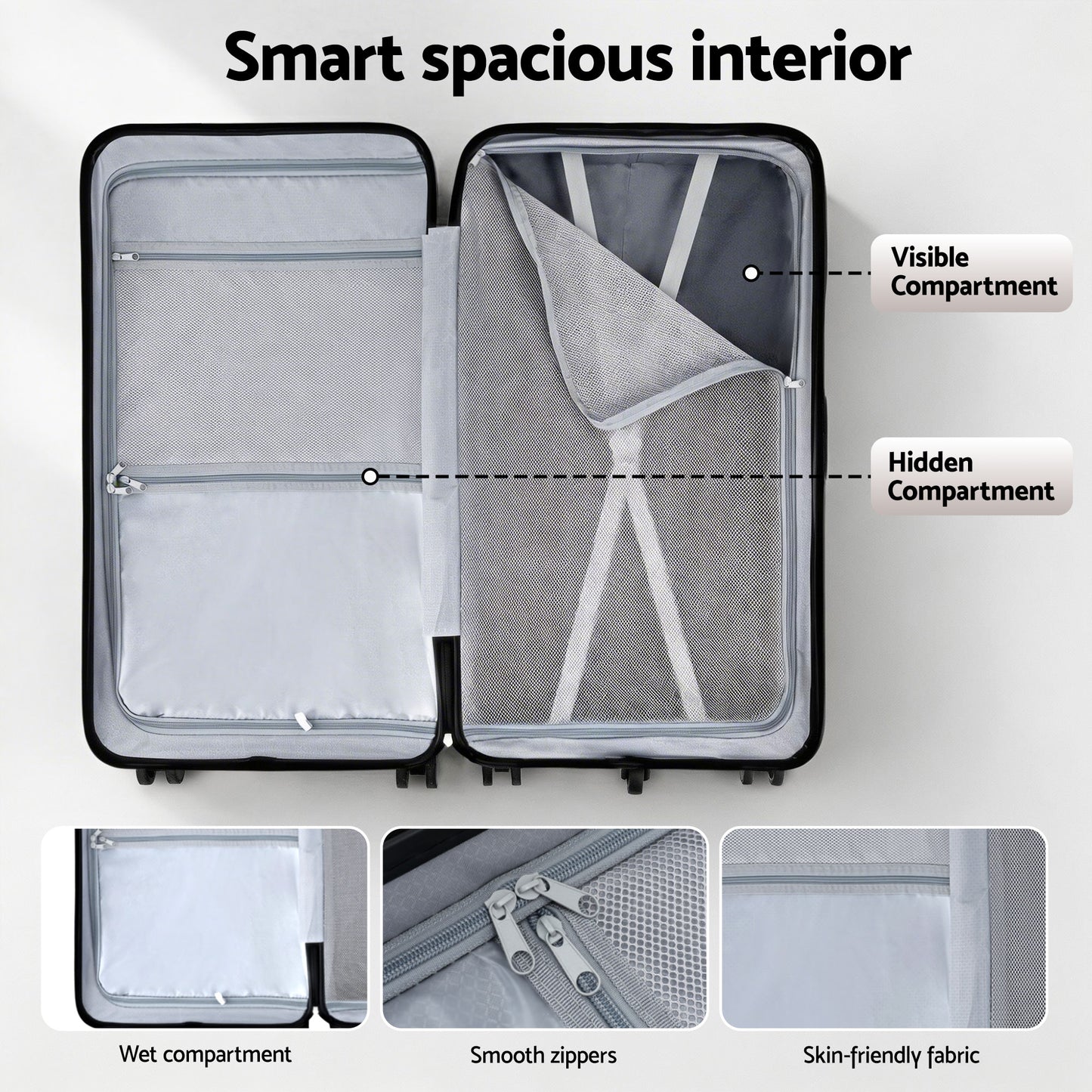 Wanderlite 28" Trunk Luggage Suitcase Travel 5 Wheels Type-C Port TSA Red