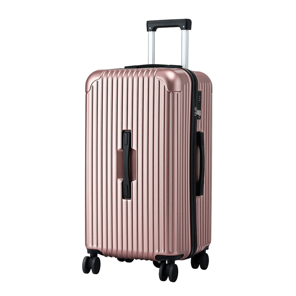 Wanderlite 28" Trunk Luggage Suitcase Travel 5 Wheels Type-C Port TSA Rose Gold-0