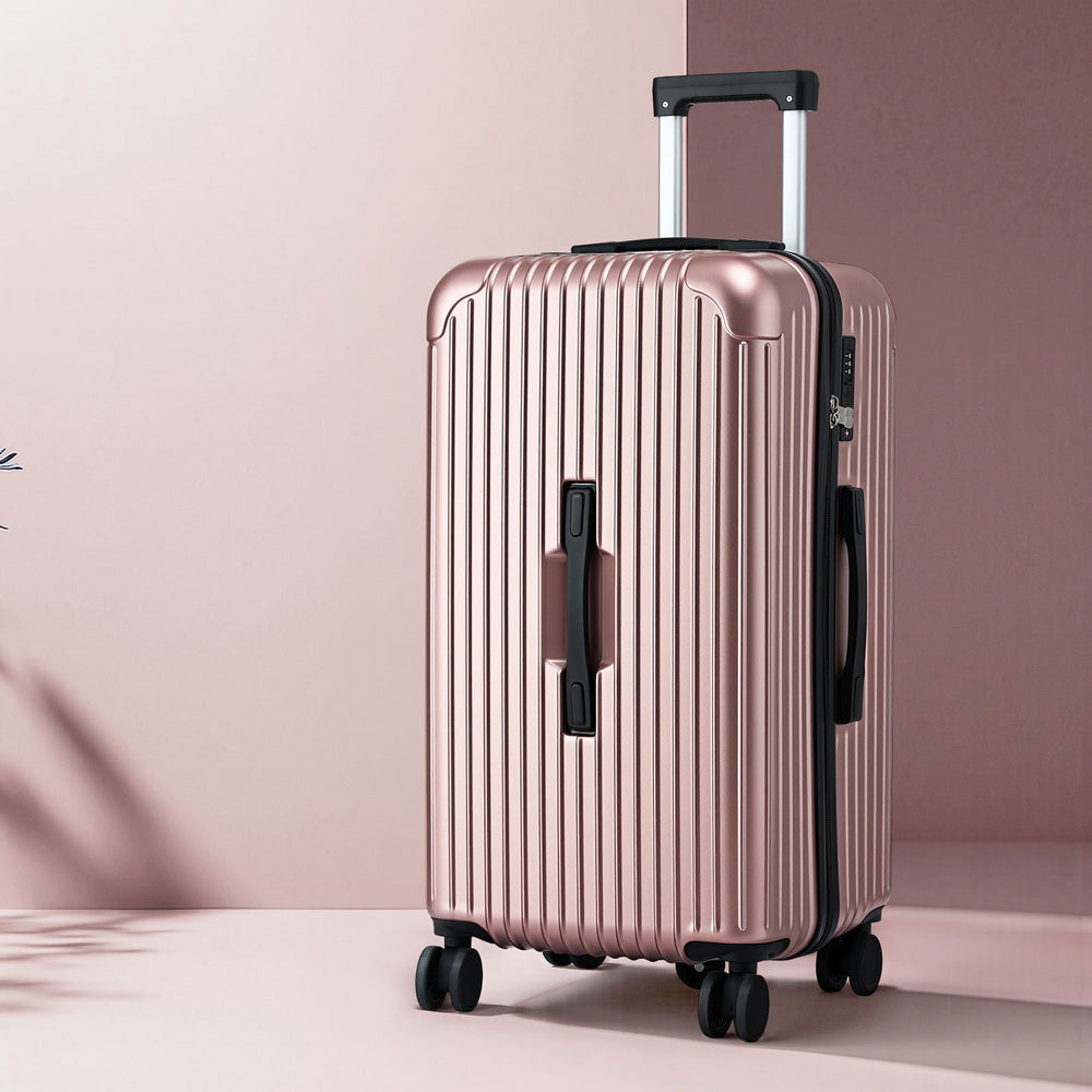 Wanderlite 28" Trunk Luggage Suitcase Travel 5 Wheels Type-C Port TSA Rose Gold-6