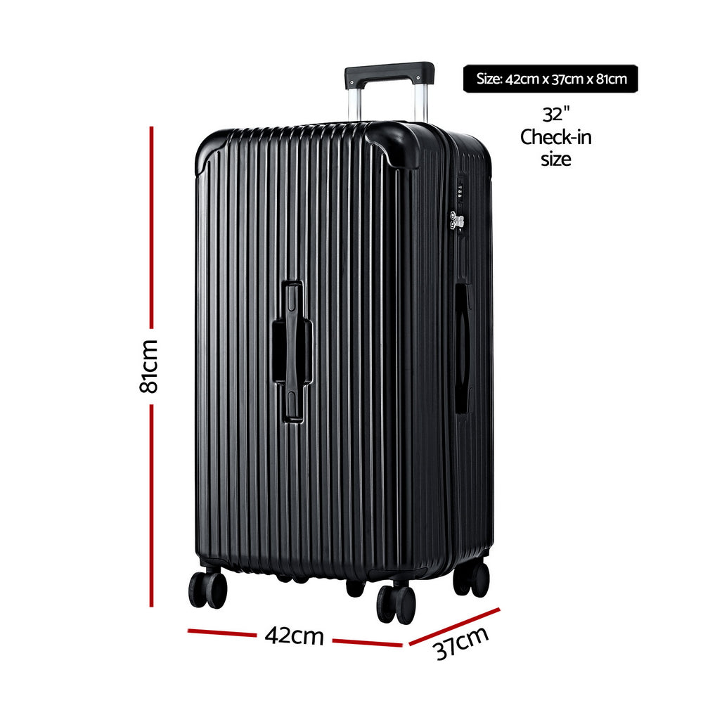 Wanderlite 32" Trunk Luggage Suitcase Travel 5 Wheels Type-C Port TSA Black-1