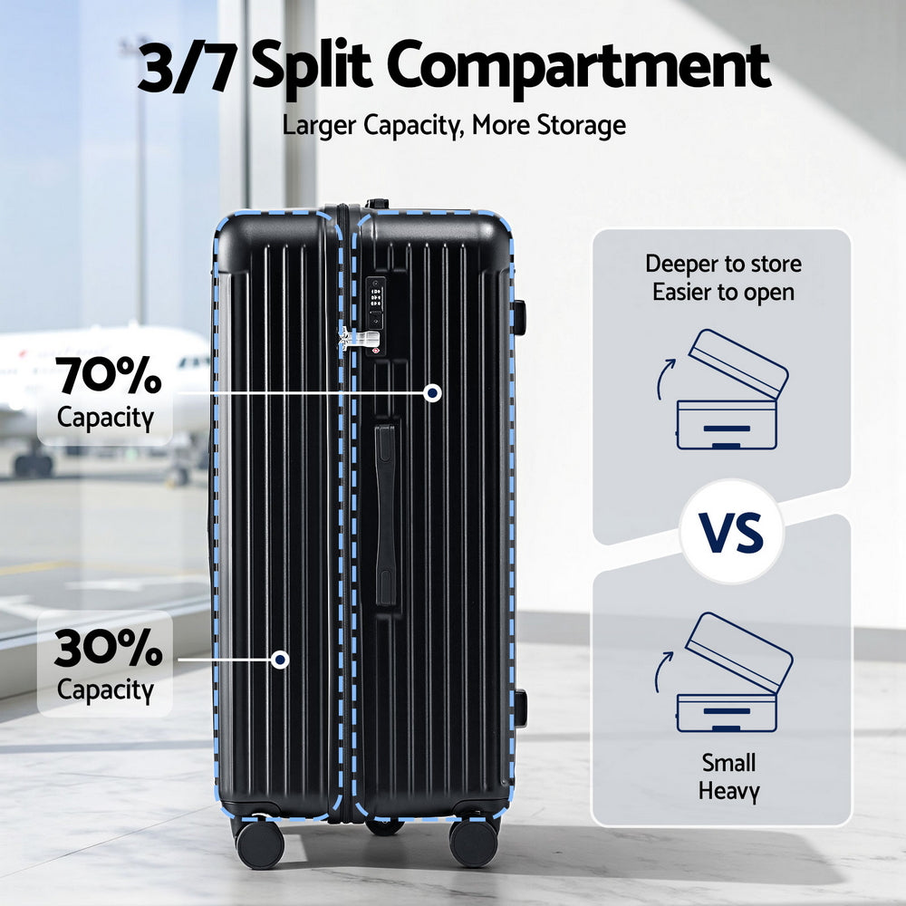 Wanderlite 32" Trunk Luggage Suitcase Travel 5 Wheels Type-C Port TSA Black-3