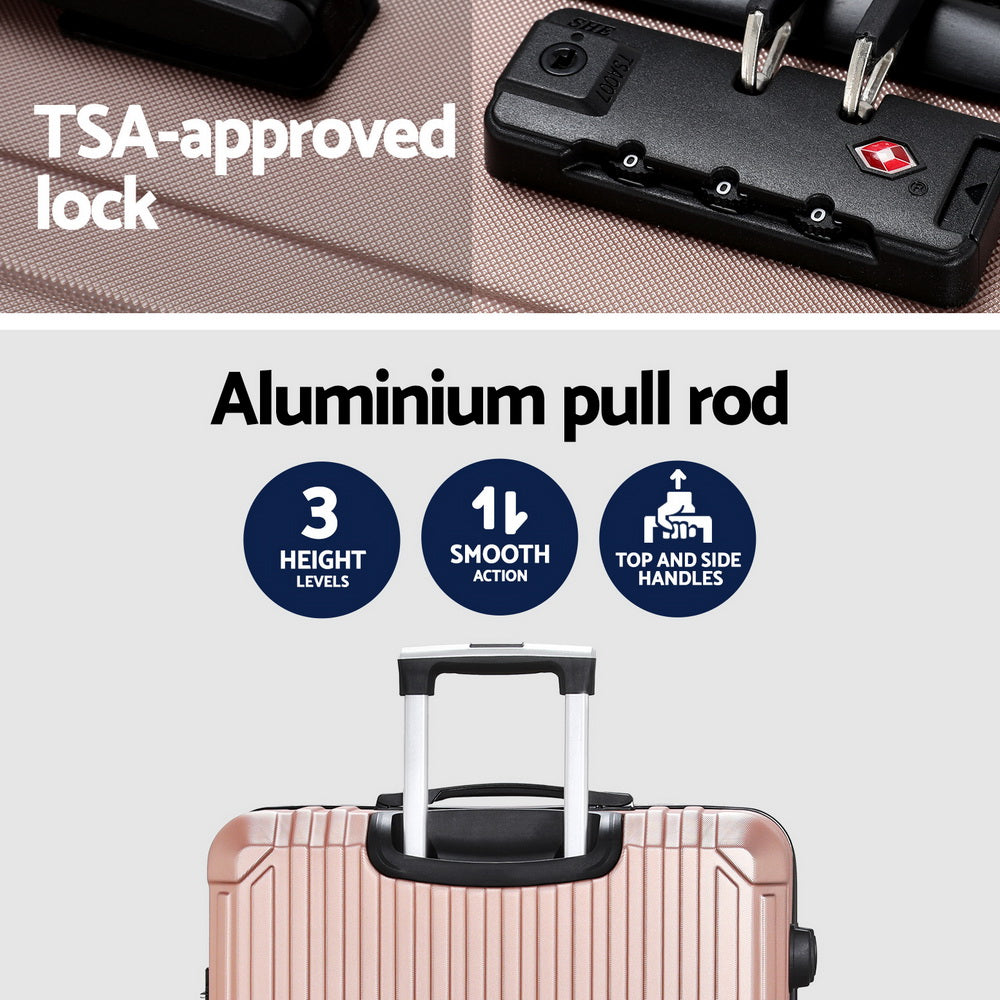 Wanderlite 28'' Luggage Travel Suitcase Set TSA Carry On Hard Case Rose Gold-4