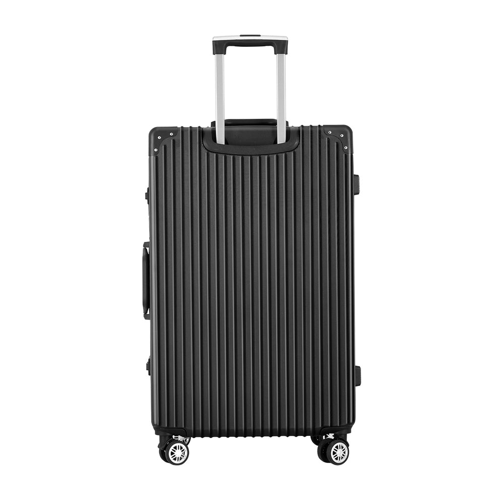 Wanderlite 28" Luggage Trolley Travel Suitcase Set TSA Hard Case Lightweight Aluminum Black-2