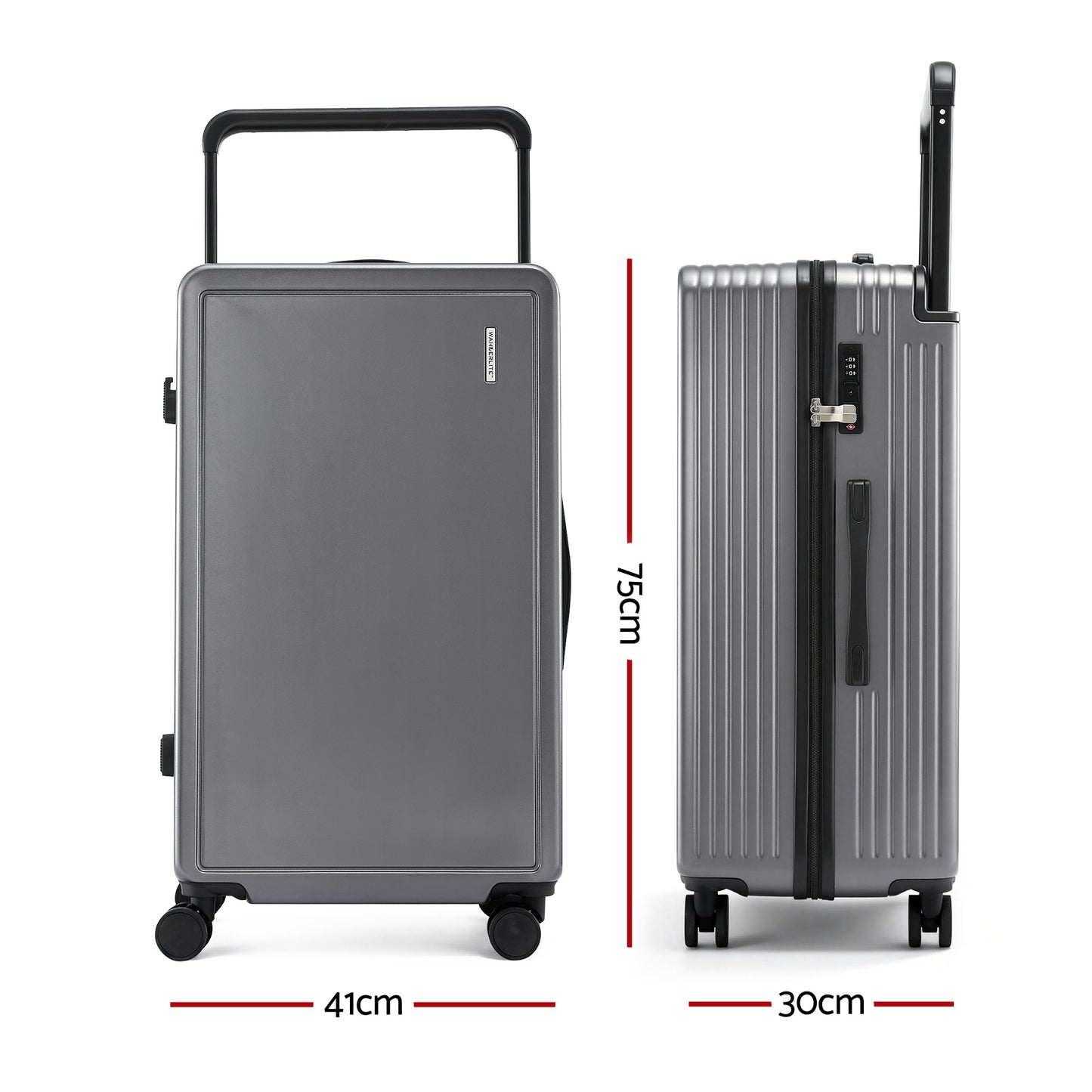 Wanderlite 28" Wide Handle Luggage Suitcase Travel TSA Lock Anthracite Grey