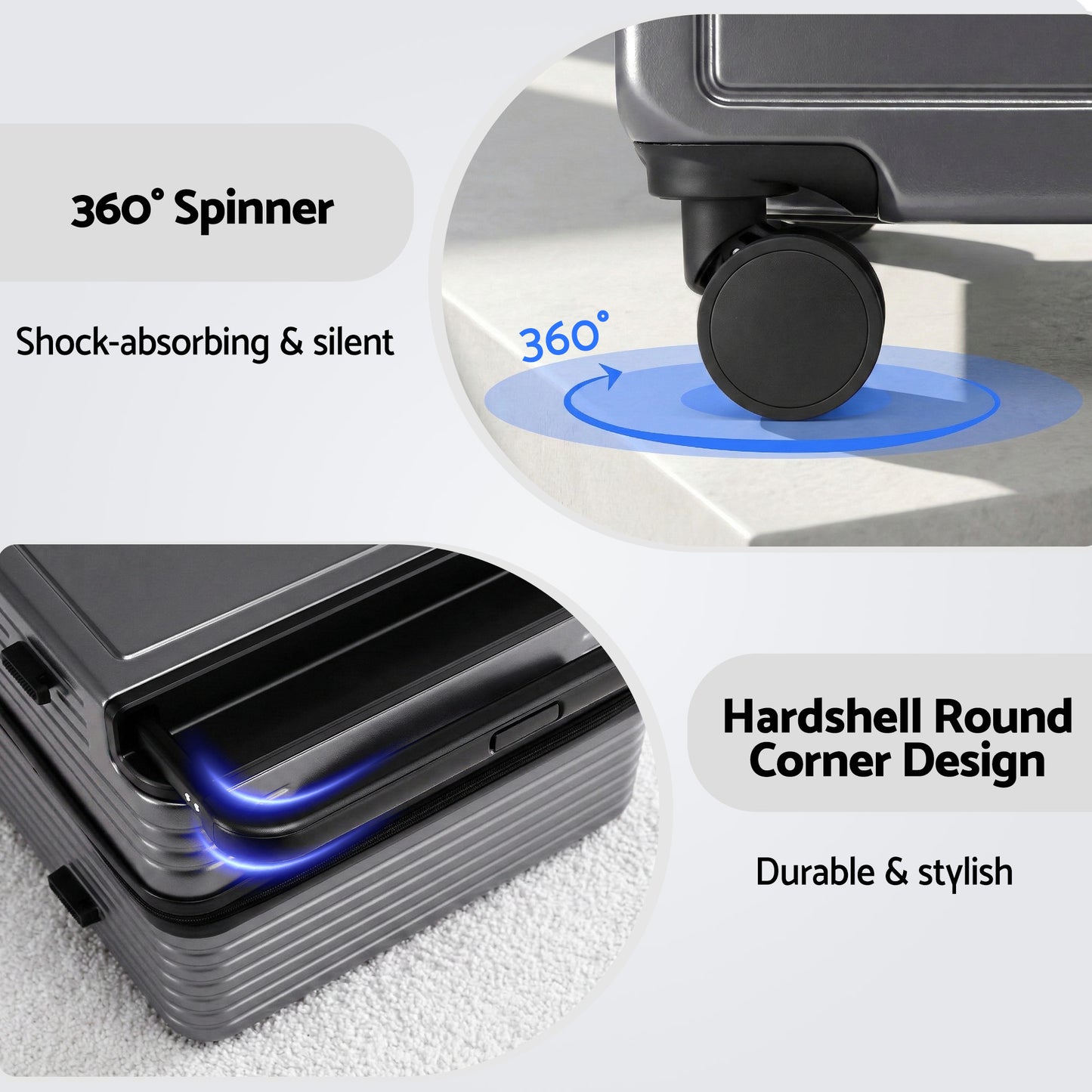 Wanderlite 28" Wide Handle Luggage Suitcase Travel TSA Lock Anthracite Grey