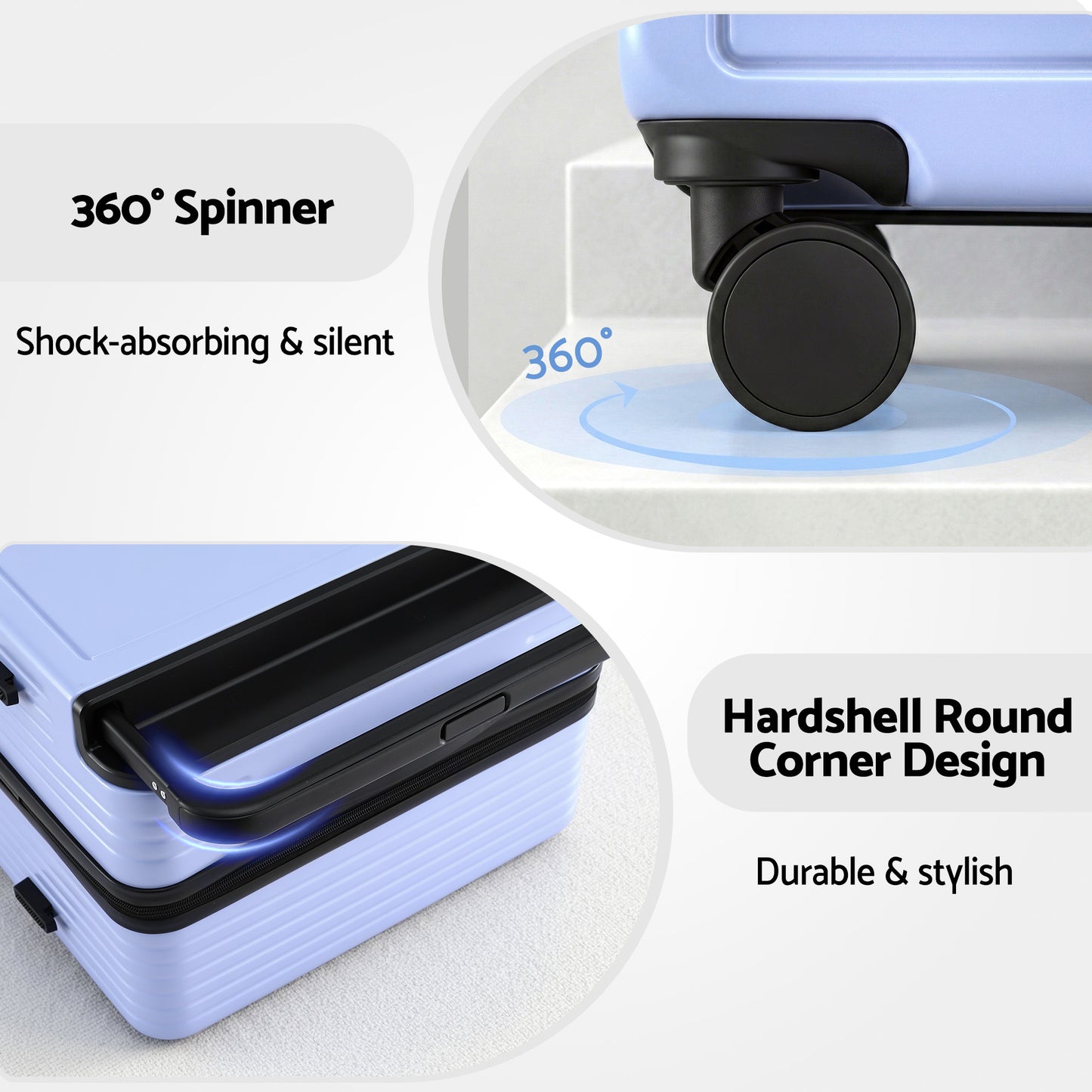 Wanderlite 28" Wide Handle Luggage Suitcase Travel TSA Lock Light Blue