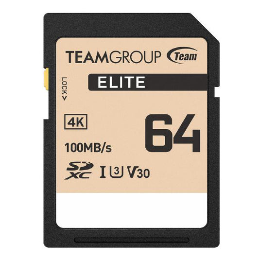 Team Group Elite SDXC UHS-I U3 V30 High Speed Memory Card 64GB, R/W (Max) 100MB/s 50MB/s-0