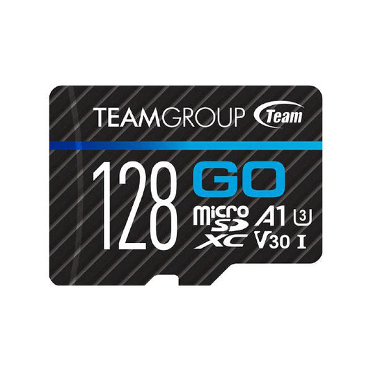 Team Group Go 4K MicroSDXC Memory Card 128GB, R/W (Max) 100MB/s 50MB/s, V30, UHS-I U3 With SD Adapter-0