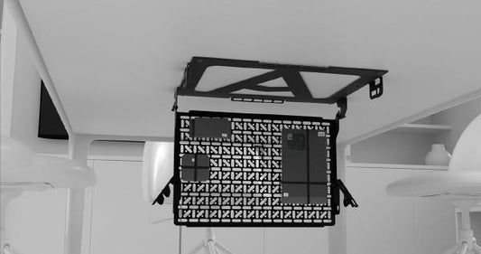 Atdec Device Storage Hinged Panel for Under Desks and Tables. Max Load: 8kg. Universal Mounting for Devices. Black-0