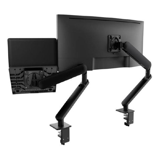 Atdec Ora Duo High-Performance Dynamic Monitor Arms with Laptop Tray. F-Clamp Desk Fixing. Max Load 8kg. Up to 35&quot; screens. Up to 18&quot; Laptops. Black-0