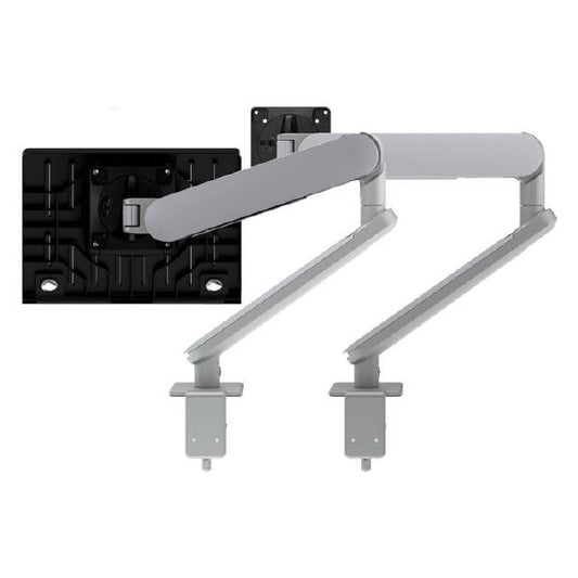 Atdec Ora Duo High-Performance Dynamic Monitor Arms with Laptop Tray. F-Clamp Desk Fixing. Max Load 8kg. Up to 35&quot; screens. Up to 18&quot; Laptops. Silver-0