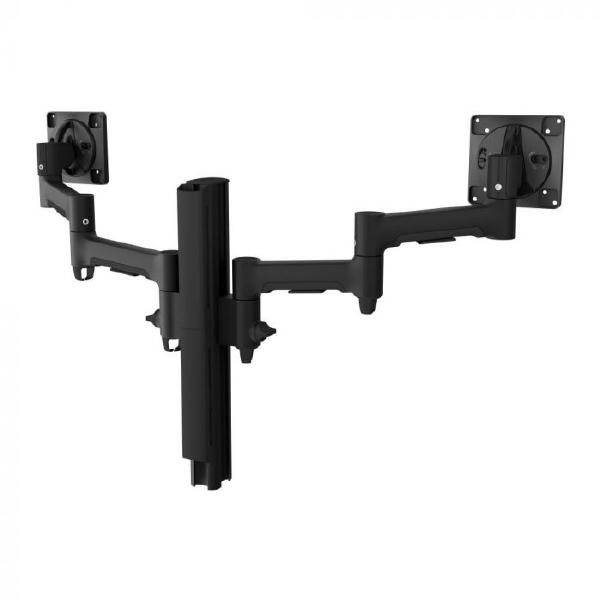 Atdec AWMS-2-4640 Dual Monitor Swing Arms on 400mm Post. Max Load: 12kg (flat), 10kg (curved), F-Clamp Desk Fixing, VESA up to 100x100. Black.-0