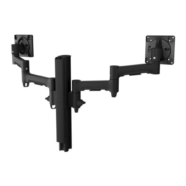 Atdec AWMS-2-4640 Dual Monitor Swing Arms on 400mm Post. Max Load: 12kg (flat), 10kg (curved), Heavy Duty Desk Fixing, VESA up to 100x100. Black.-0