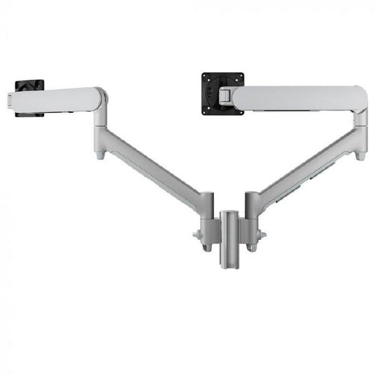 Atdec AWMS-2-D13 Dual Dynamic Monitor Arms on 135mm Post. Max Load: 8kg, F-Clamp Desk Fixing VESA up to 100x100. Silver.-0
