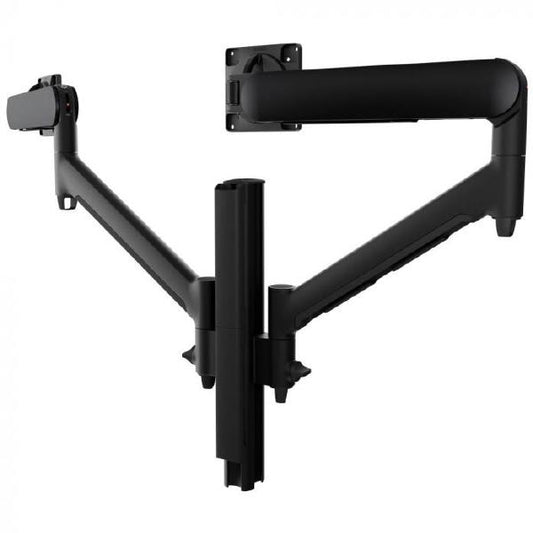 Atdec AWMS-2-D40 Dual Dynamic Monitor Arms on 400mm Post. Max Load: 8kg, F-Clamp Desk Fixing, VESA up to 100x100. Black.-0