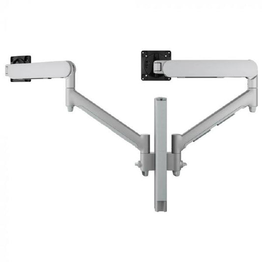 Atdec AWMS-2-D40 Dual Dynamic Monitor Arms on 400mm Post. Max Load: 8kg, F-Clamp Desk Fixing, VESA up to 100x100. Silver.-0