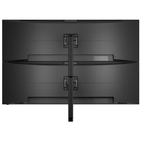 Atdec AWMS-2-LTHT75 Heavy Duty Dual Mount with 750mm Post. 18kg Flat Screens, 12kg Curved Screens, Heavy-Duty F-Clamp Desk Fixing, Black-0