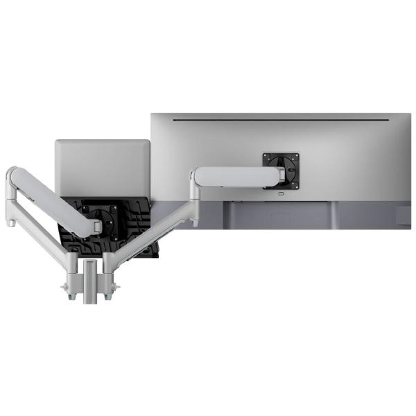 Atdec AWMS-2-ND13 Laptop-Monitor Combo Mount on 135mm Post. Max Load: 8kg,  F-Clamp Desk Fixing, VESA up to 100x100. Silver-0